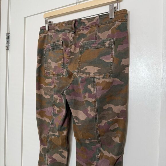 Anthropologie Jefferson Slim Pants Womens Size 29 Utility Green Camo Button Fly - Picture 5 of 13